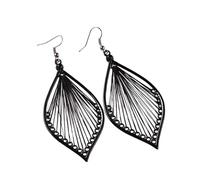 Noir ajouré feuille Dangle boucles d'oreilles pour les femmes, alliage filaire Teardrop boucles d'oreilles, bijoux de mode léger pour Festival Casual Wear