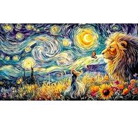 Noir and White Lion and Woman in Storm Puzzle 1000 pièces pour Adultes - Jeu Familial Difficile & Stimulant Activité à Domicile 38x52/1000pcs