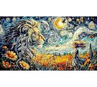 Noir and White Lion and Woman in Storm Puzzle pour Adultes 1000 pièces - Jeu Amusant & Stimulant Papier recyclé Idée Cadeau pour la Maison 38x52/1000pcs