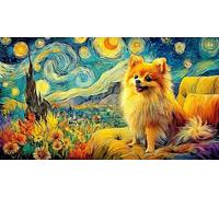 Noir and White Pomeranian Puppy Among Flowers Puzzle 1000 pièces pour Adultes et Enfants - Jeu extrêmement Difficile & Stimulant Idée Cadeau Parfaite 75x50/1000pcs