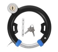 Noir Antivol de Vélo avec Clé Rond en Acier Inoxydable | Format Portable, Blocage de Roue, pour Vélos Électriques et Scooters, Support de Fixation Inclus