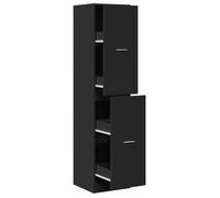 Noir Armoire d'apothicaire, CLARENCE, Armoire à pharmacie/cuisine, noir 40x41x174,5 cm bois d'ingénierie LV2176