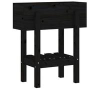Noir Bac à fleurs&cache-pots - BKM - Jardinière noir 62x30x69 cm bois massif de pin _0114725
