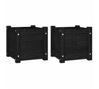Noir Bac à fleurs&cache-pots - BKM - Jardinières d'extérieur 2 pcs Noir 31x31x31 cm Bois de pin_0680636