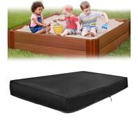 Noir Bâche Bac Sable Imperméable, 150x150x20 CM Imperméable Housse Protection pour Bac Sble, CouvertureBac à Sable Étanche avec Cordon, 420D Bac à Sabe de Serrage Tissu Oxford