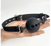 Noir Bâillon Ø 44mm en silicone Respirant à 3 trous Ball Gag Réglable Belt | YILUQIFLY Confortable Esclave Cosplay Accessoire fétiche Bondage Bouche Harnais SUBS BDSM femmes hommes jouets sexuels adulte