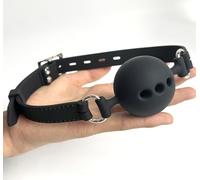 Noir Bâillon Ø 48mm en silicone Respirant à 3 trous Ball Gag Réglable Belt
