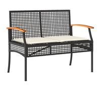 （Noir）Banc de jardin Banquette de Jardin - avec coussin noir résine tressée et acacia SOLDES43139