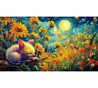 Noir Batte Kitten Holding Heart Under Moon Puzzle 1000 pièces en Papier recyclé - Cadeau Amusant & Idée Cadeau Parfaite pour Adultes 38x52/1000pcs