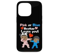 Noir bébé Rose ou Bleu Brother Loves You Gender Reveal Coque pour iPhone 13 Pro
