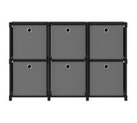 Noir Bibliothèque - bureau/Salon - Meuble de rangement - d'affichage 6 cubes et boîtes Noir 103x30x72,5 cm Tissu @EU258249