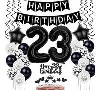 Noir Blanc Ballons 23e anniversaire Décoration,Anniversaire 23 ans homme femme Décoration gâteau 23 anniversaire homme Ballons 23e anniversaire homme Joyeux anniversaire 23 ans homme Décoration