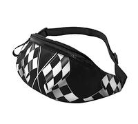 Noir Blanc Formule Drapeaux À Carreaux Motif Taille Pack Fanny Packs pour Hommes Femmes Sac De Taille avec Sangle Réglable pour Courir Voyage Randonnée Chien Marche Entraînement