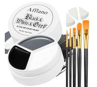 Noir Blanc Gris Visage Peinture Halloween SFX Kit de Maquillage, Gris Noir Blanc Visage Corps Peinture pour Fête, Cosplay Scène de Clown Peur Sang Vampire Zombie Costume d’Halloween Horreur Set 9Pcs