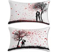 Noir Blanc Housse Coussin Exterieur Impermeable Protege Oreiller 40x60cm Coussin de Canapé Lin Couple Coussins lit Taie Oreiller Decoratif Housse Assise Salon de Jardin Decoration Maison u-15963