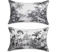 Noir Blanc Housse Coussin Exterieur Impermeable Protege Oreiller 40x80cm Coussin de Canapé Velours Tigre Coussins lit Taie Oreiller Decoratif Housse Assise Salon de Jardin Decoration Maison u-16393