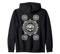 Noir Blanc Lotus Mandala Floral Tattoo Style Sweat à Capuche