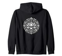 Noir Blanc Lotus Mandala Floral Tattoo Style Sweat à Capuche