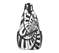 Noir Blanc Musical Piano Art Croix Poitrine Sac à bandoulière