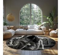 Noir Blanc Photographie Rond Tapis pour dortoir Lavable Artistique élégant Femme Cercle Tapis pour Chambre Salon Studio Moderne antidérapant 160cm