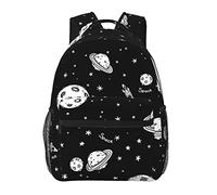 Noir Blanc Planète Vaisseau Spatial Motif Étoile Élé Sac À Dos Décontracté Sac À Dos Pour Femmes Personnalisé Ordinateur Portable Sacs À Dos Avec Plusieurs Poches Ordinateur Sac À Dos Pour Le Tr