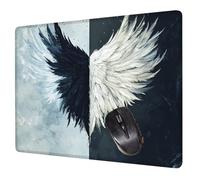 Noir Blanc Tapis de Souris Gaming 42 x 35 cm, Tapis de Souris Aile sous Main Bureau, avec Bords Cousus, Antidérapant Mousepad, Vitesse et la précision Glissement Facile Accessoires pour PC H0-244