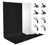 Noir/Blanc Toile de Fond 2 x 3 M avec 8 Clips Anti-Plis, Vevelux 100% Polyester Pliable Lavable Durable 2 en 1 Fond de Photographie pour Vidéo, Camera, Photo, Gaming,Streaming, Zoom, Youtube