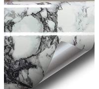 Noir Blanc veiné Marbre brillant en vinyle Architectural Wrap pour Home Office Furniture papier peint carrelage Drap 2 m X 30,5 cm Rouleau, Vinyle, noir/blanc, 6.5 Feet x 15.9 Inch - 3 Roll Pack