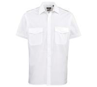 Noir Bleu ou Blanc Facile Fer Manche Courte Chemise Pilote avec Épaulette Tabs