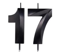 Noir bougies d'anniversaire en forme de chiffre 17, 3D bougies Noir décoration de gâteau,décoration de gâteau pour fête d'anniversaire, mariage,bougie d'anniversaire pour gâteau