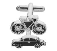 Noir Boutons de Manchette Créatifs en Alliage Voiture et Vélo | Émail Finition Polie, Style Rétro Vintage, pour Poignets Français, Chemises Habillées, Bureau et Soirées