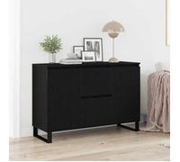 {Noir}Buffet bahut - Moderne-design - bois d'ingénierie - chêne noir - 2 portes - 2 tiroirs - style industriel - 101 5x35x70 cm 78ms
