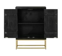 Noir Buffet de rangement - SOLOMOON - Commode salon - avec 2 portes - noir et doré 55x30x75 cm - manguier FR4537
