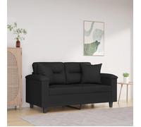 Noir Canapé 2 places - KEETHE - Sofa adulte/enfant - avec oreillers noir 120 cm tissu microfibre LL605