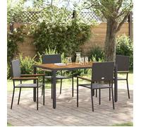 Noir Chaises empilables de jardin 4 pcs Noir et Marron - Siège de balcon LV63799