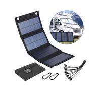 (noir) Chargeur solaire pliable 100 W, étanche IP65, USB, avec 2 crochets et 1 adaptateur