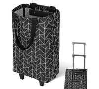 Noir Chariot Étanche de Tissu Oxford Pliant en Courses pour Provisions | Chariot Course, à Provisions Réutilisable, Renforcé, Usage Courses et Extérieur, Format Compact, Noir