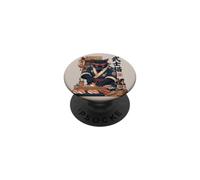 Noir Chat Sushi Maître Cuisine Japonaise Samouraï Combatteur PopSockets PopGrip Adhésif