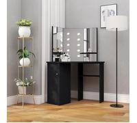 (Noir)Coiffeuse Maquillage d'angle avec LED Noir 111x54x141,5 cm 979175