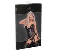 Noir - Corset sexy imprimé léopard avec 6 jarretelles Noir L