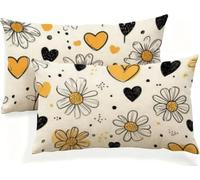 Noir Coussin Exterieur Impermeable Housse Coussin Amour 50 x 30 Lot de 2 Taie en Lin avec Fermeture Éclair Cachée pour Canape, Balcon, Terrasse, Chaise de Jardin, Déco Moderne, Cadeau Femme JK-150