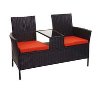 (noir, coussin terre cuite) Poly-Rattan Banc avec table MCW-E24