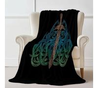 Noir Couverture Chaude et épaisse en Flanelle Mystère Fantastique Runes - 150 x 200 cm Plaid réversible en Polaire Douce et Moelleuse idéal pour Le lit ou Le canapé utilisable en Toutes Saisons