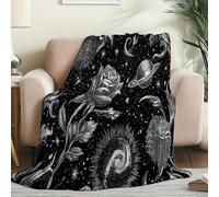 Noir Couverture Enfant en Flanelle Douce - Chaude Confortable et Douillette Motif Abstrait Fantaisie Galaxie, Plaid Polaire Imprimé pour Garçons et Filles 200 x 220 cm
