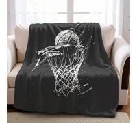 Noir Couverture Polaire Basket-Ball Imprimée 3D 100 x 130 cm Plaid Flanelle Chaud et Décoratif pour Lit et Canapé