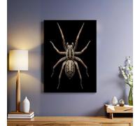 Noir Décoration murale Animal Araignée-loup géante Tableau sur toile 30x20 cm Impression artistique moderne Cadre bois solide Prêt à accrocher pour salon chambre cuisine