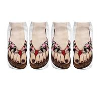 Noir Doublé Polaire imprimées de manucure à motif 3D, tongs, chaussettes de course cachées amusantes pour femmes, personnalisées Chaussettes En Coton (Wine, M)