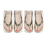 Noir Doublé Polaire imprimées de manucure à motif 3D, tongs, chaussettes de course cachées amusantes pour femmes, personnalisées Chaussettes En Coton (Gold, M)