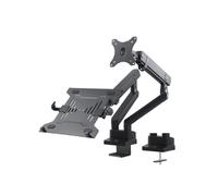 Maclean MC-813 Support écran avec Ressort à gaz Support Ordinateur Portable Support de Table VESA 75x75 100x100 17"-32" pour 1 Moniteur et 1 Ordinateur (1moniteur+1ordinateur)