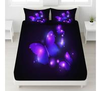 Noir Doux Respirant Drap Housse Papillons Effets Illustration Imprimé Drap Housse Minimaliste Mignon Cartoon Lavable Fantaisie Rêve Ajustable Drap de lit 140 x 200 x 30 pour Filles Garçons